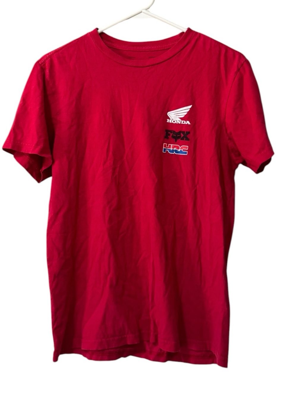 Fox Honda Racing Shirt Men Small HRC Red Motorcross Y2K Cotton Distressed Fader